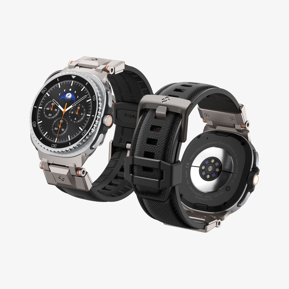 AMP10118 - Galaxy Watch 9 Series DuraPro Armor band in black showing the front and back