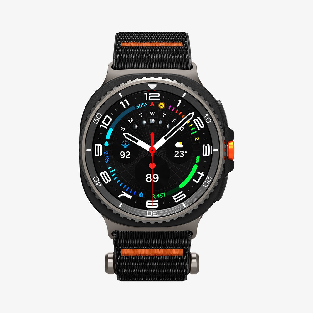 AMP10116 - Galaxy Watch 9 Series DuraPro Flex band in black showing the front