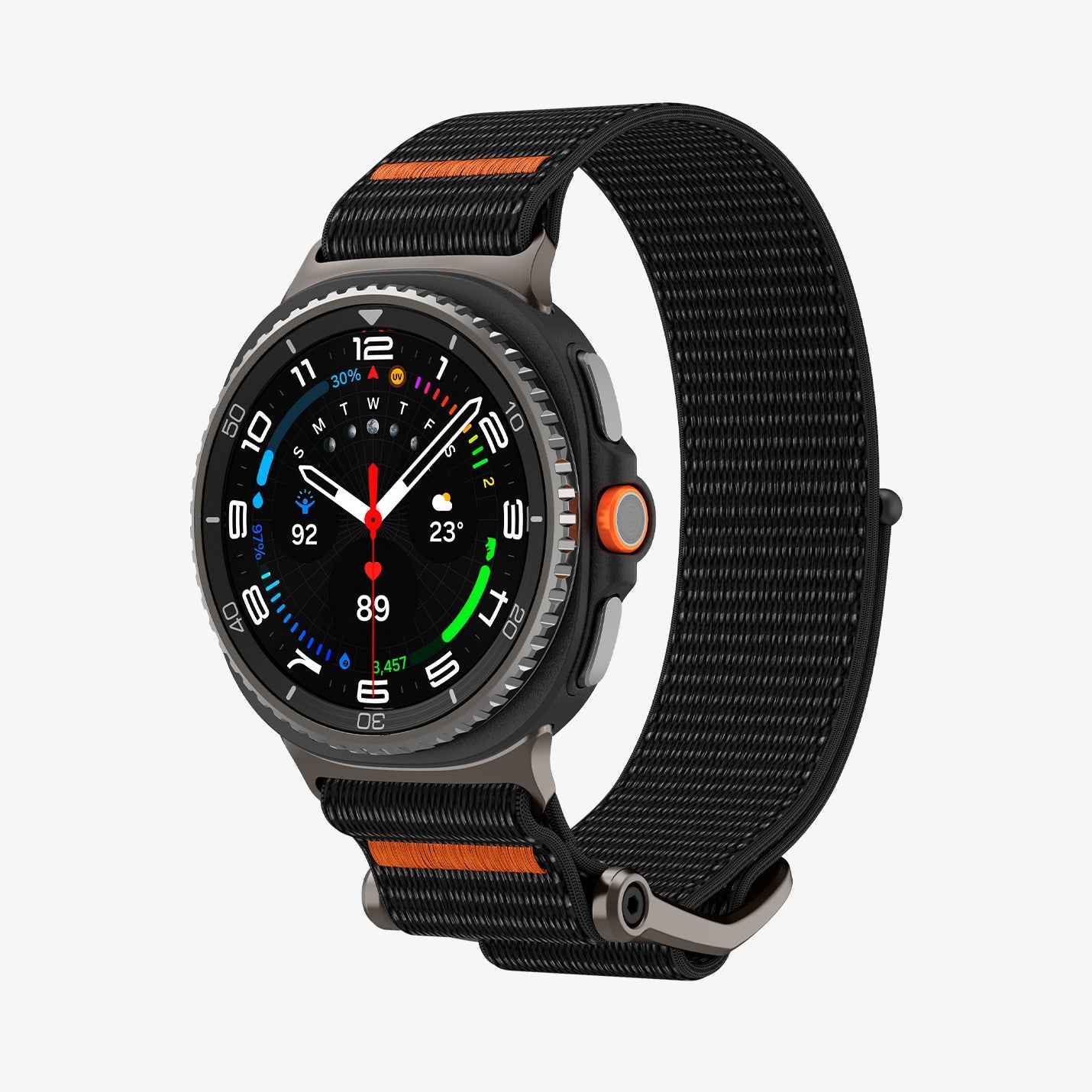 AMP10116 - Galaxy Watch 9 Series DuraPro Flex band in black showing the front and partial inside of band