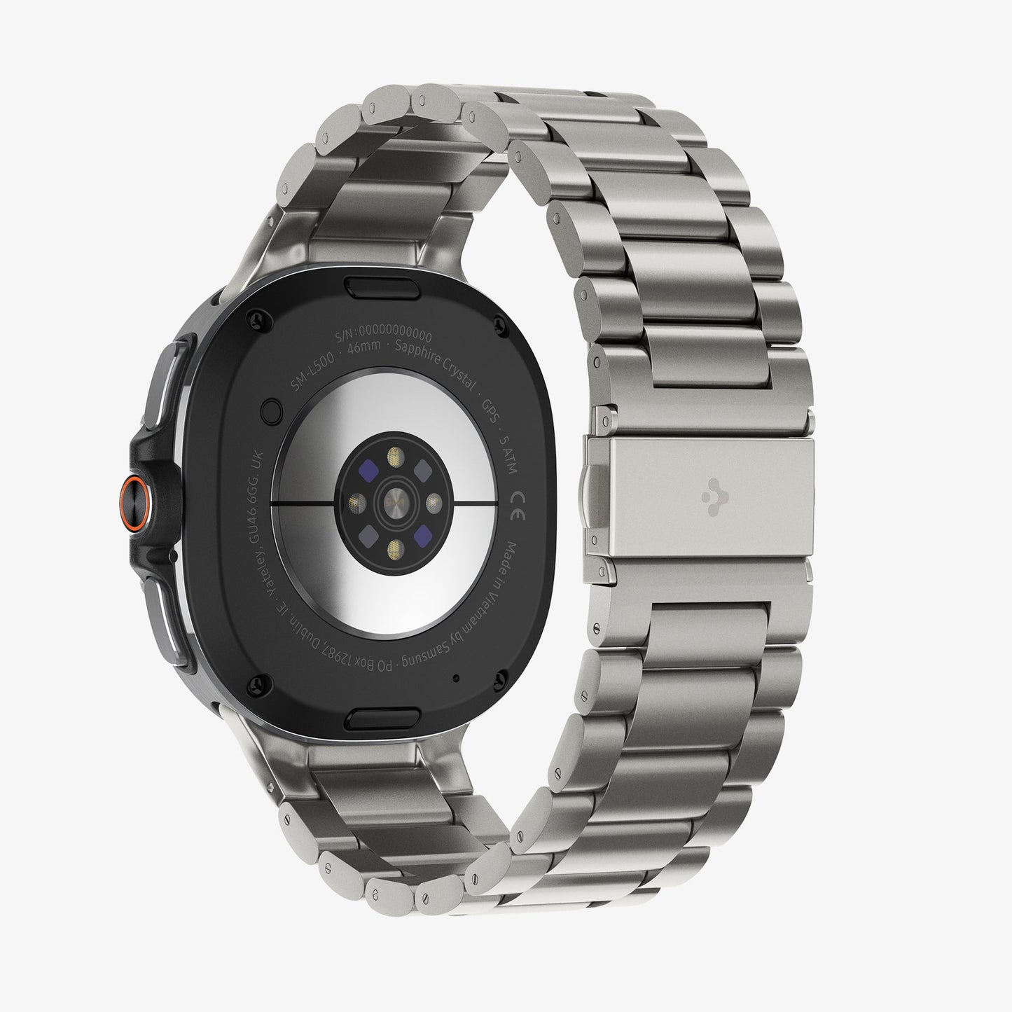 AMP10122 - Galaxy Watch 9 Series Modern Fit Titanium showing the back, partial inner side of the strap and bottom