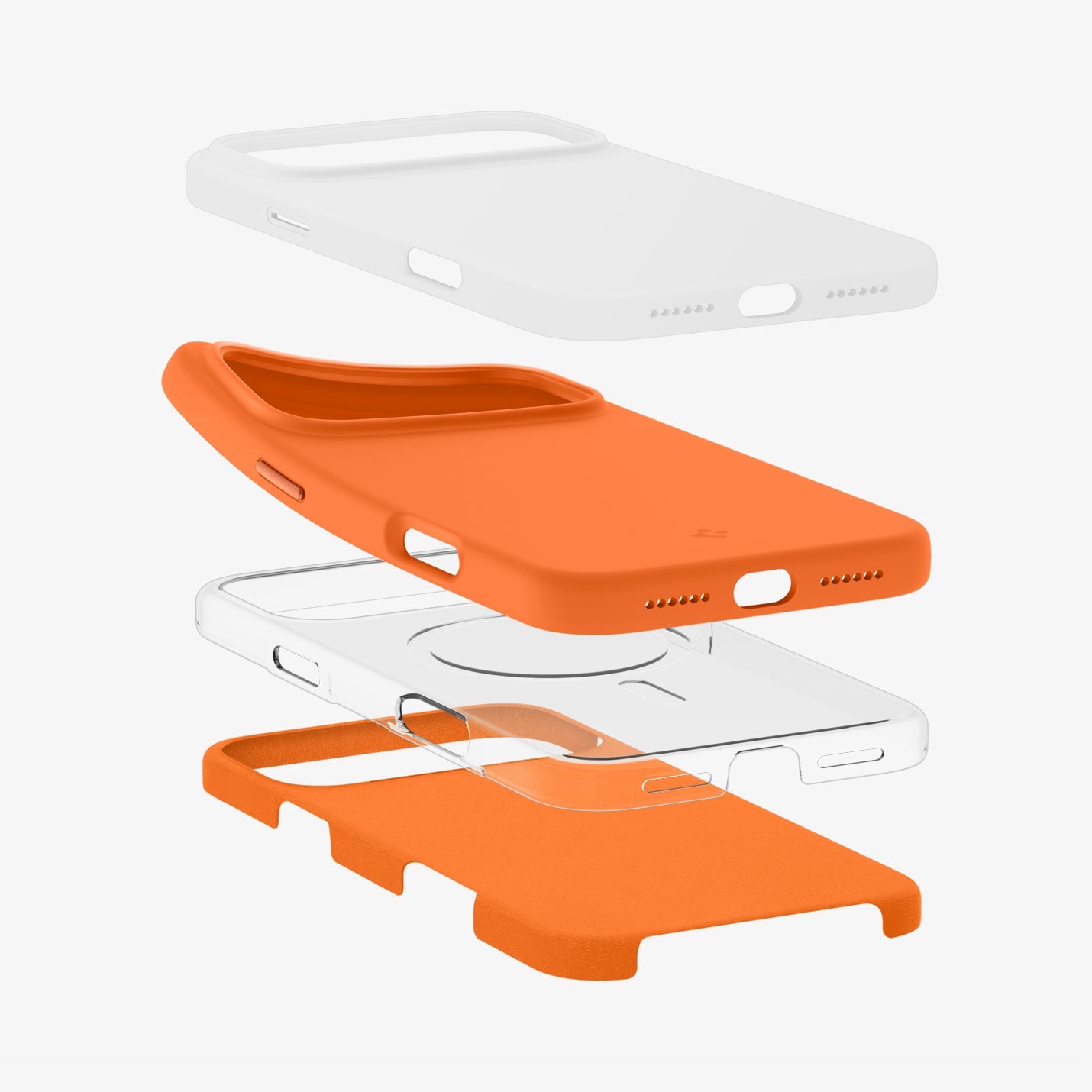 ACS11378 - iPhone 17 Pro Max Silicone Fit (Mag Fit) in Cosmic Orange showing the multiple layers of case