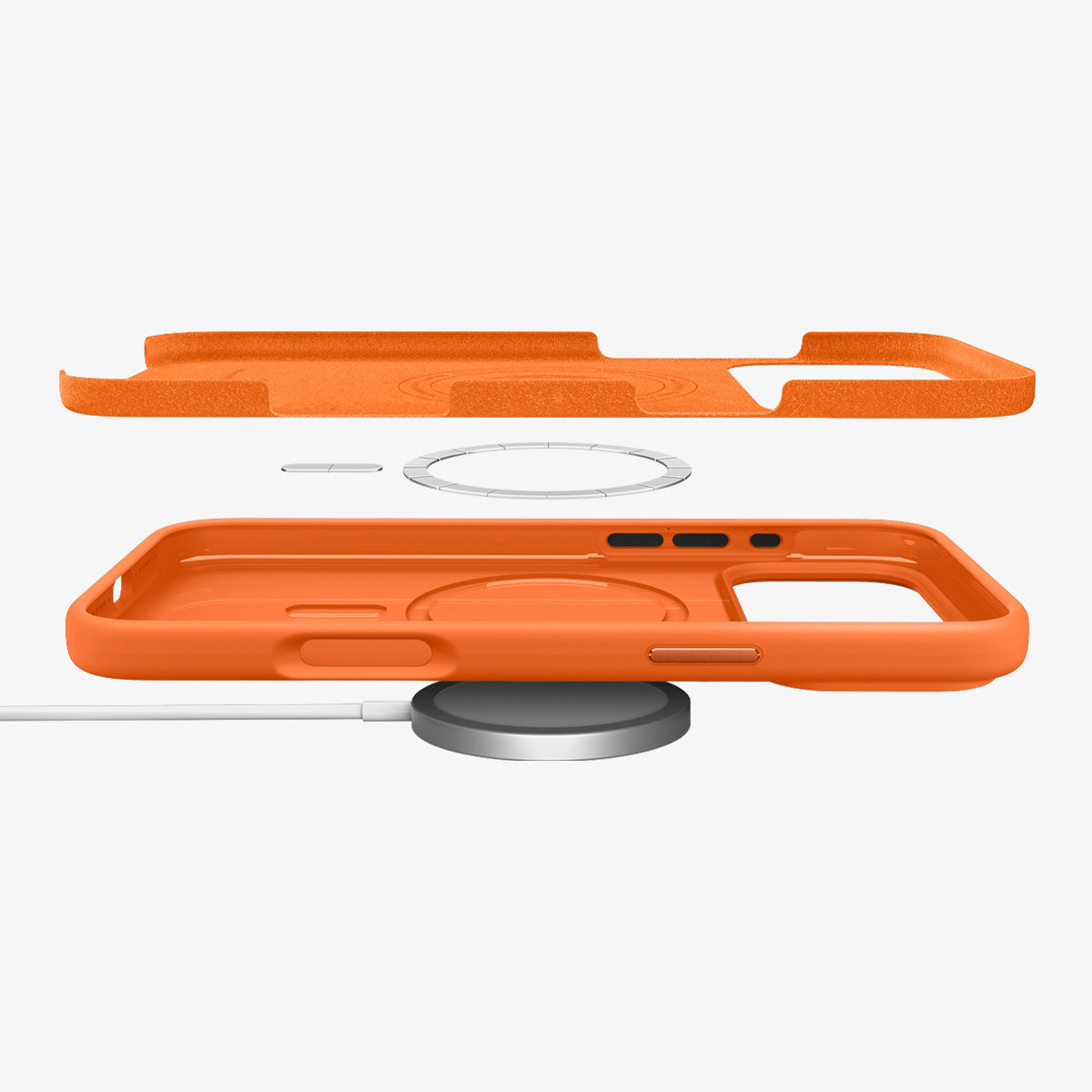 ACS11378 - iPhone 17 Pro Max Silicone Fit (Mag Fit) in Cosmic Orange showing the side and multiple layers of case