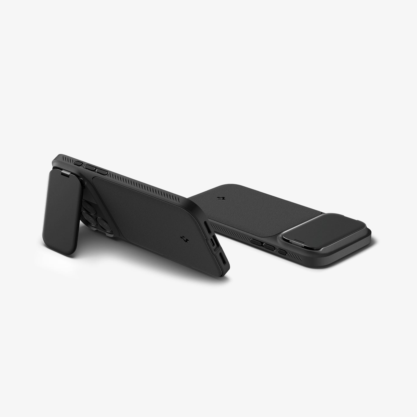 ACS09900 - iPhone 17 Pro Max Series Case Optik Armor (MagFit) in black showing the back and side of two device