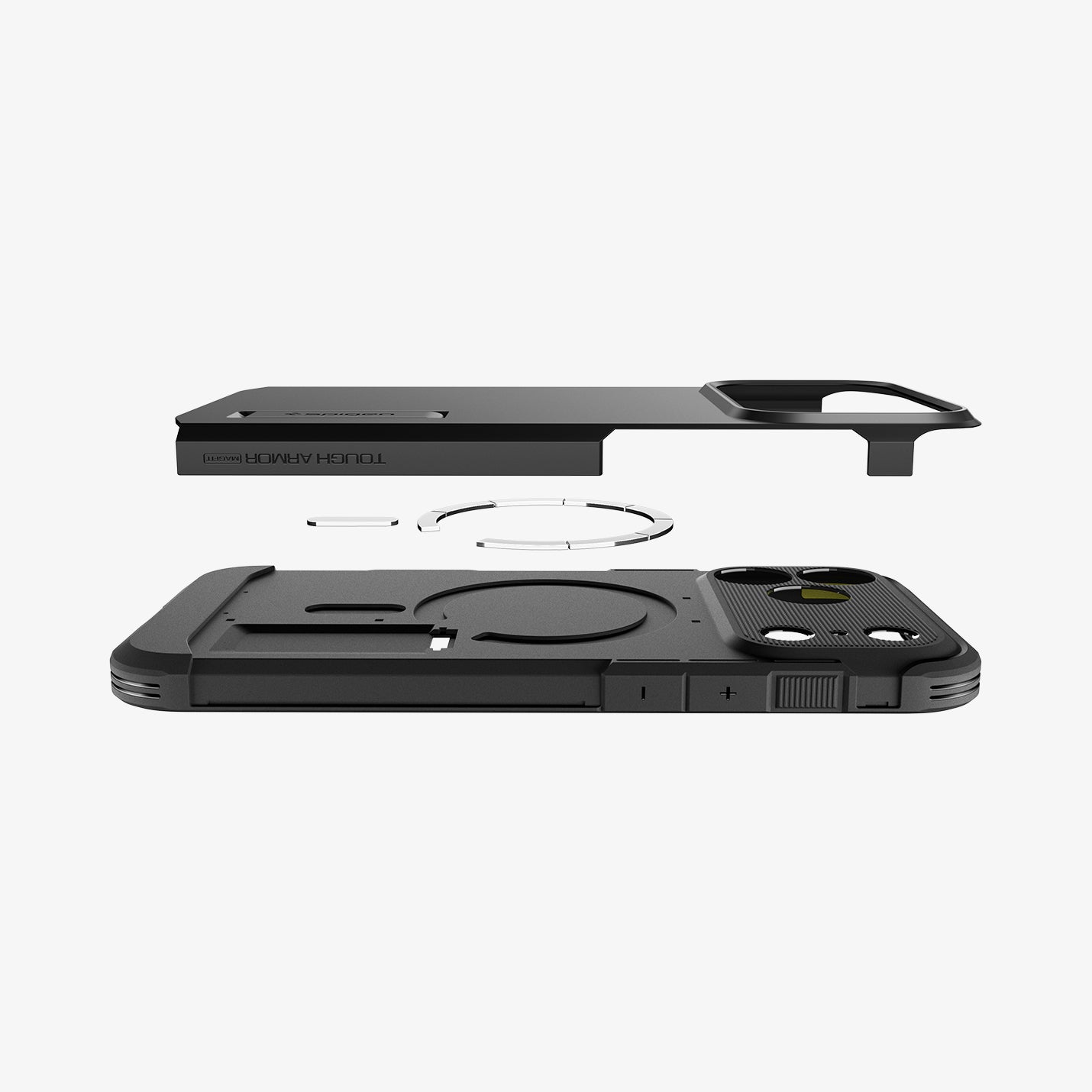 ACS09897 - iPhone 17 Pro Max Case Tough Armor T AI (MagFit) in black showing the side and layers of case