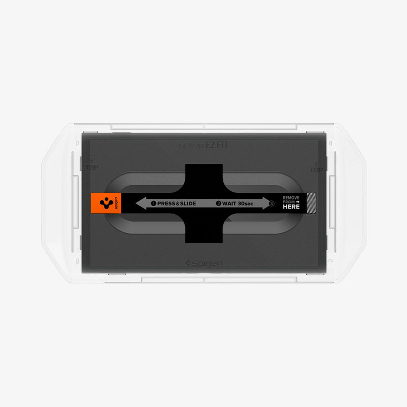 AGL10156 - Nintendo Switch 2 GLAS.tR EZ Fit in Clear showing the front of the installation tray attached to the device