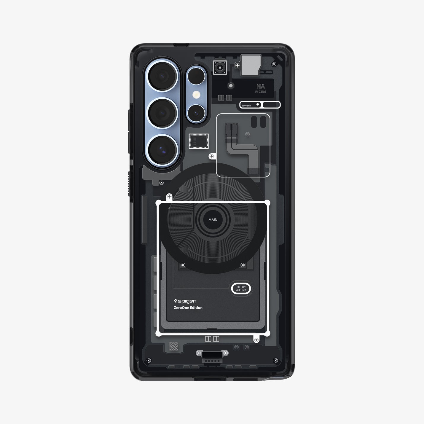 ACS08957 - Galaxy S25 Ultra Case Ultra Hybrid Metal Ring Zero One (MagFit) in Zero One Black showing the back
