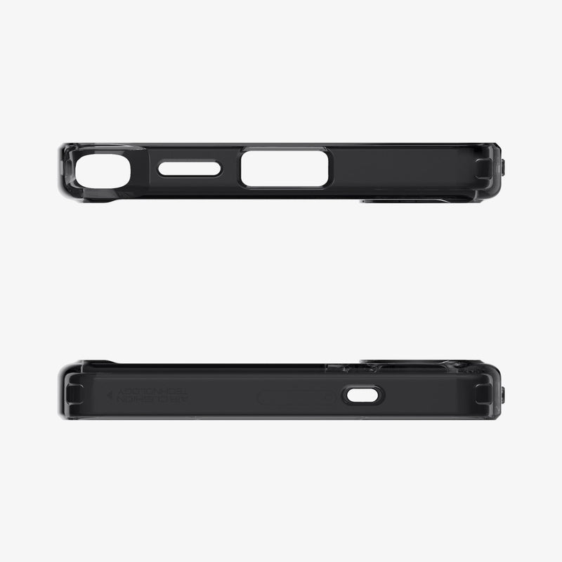 ACS08957 - Galaxy S25 Ultra Case Ultra Hybrid Metal Ring Zero One (MagFit) in Zero One Black showing the top and bottom