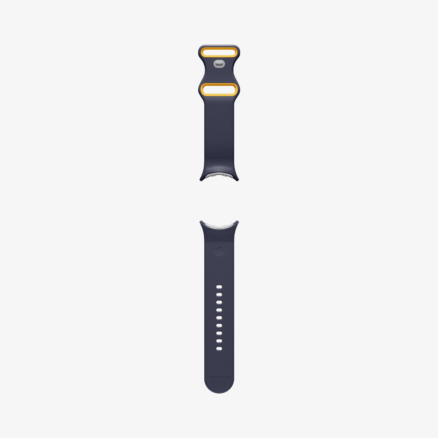 AMP09490 - Pixel Watch 5 (45mm) Nano Pop Blueberry Navy front and back views displaying the flexible strap and multiple adjustment holes.
