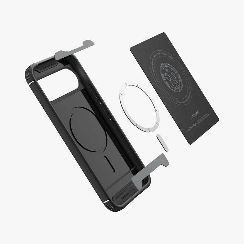 ACS09805 - Pixel 10 Pro XL Case Core Armor in black showing the inside magnet ring layers