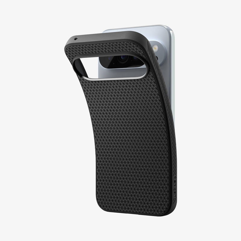 ACS09737 - GajPXL Case Liquid Air in matte black showing the case bending away from device