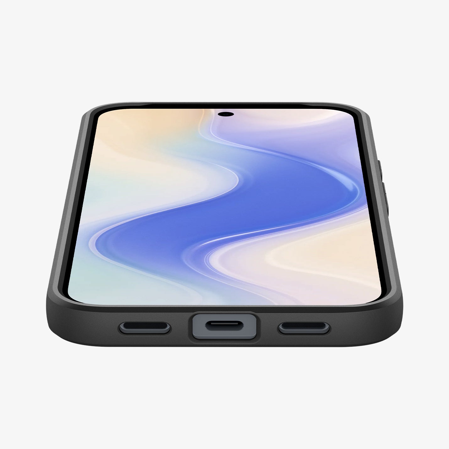 ACS09737 - GajPXL Case Liquid Air in matte black showing the front and bottom