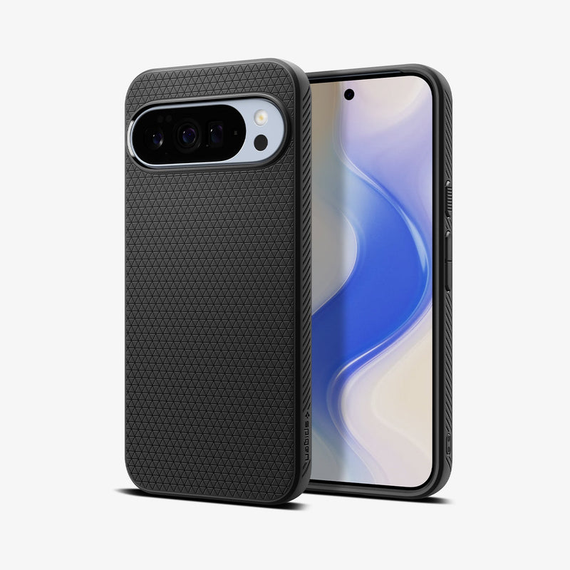 ACS09718 - GajPXL Case Liquid Air (MagFit) in matte black showing the back and front