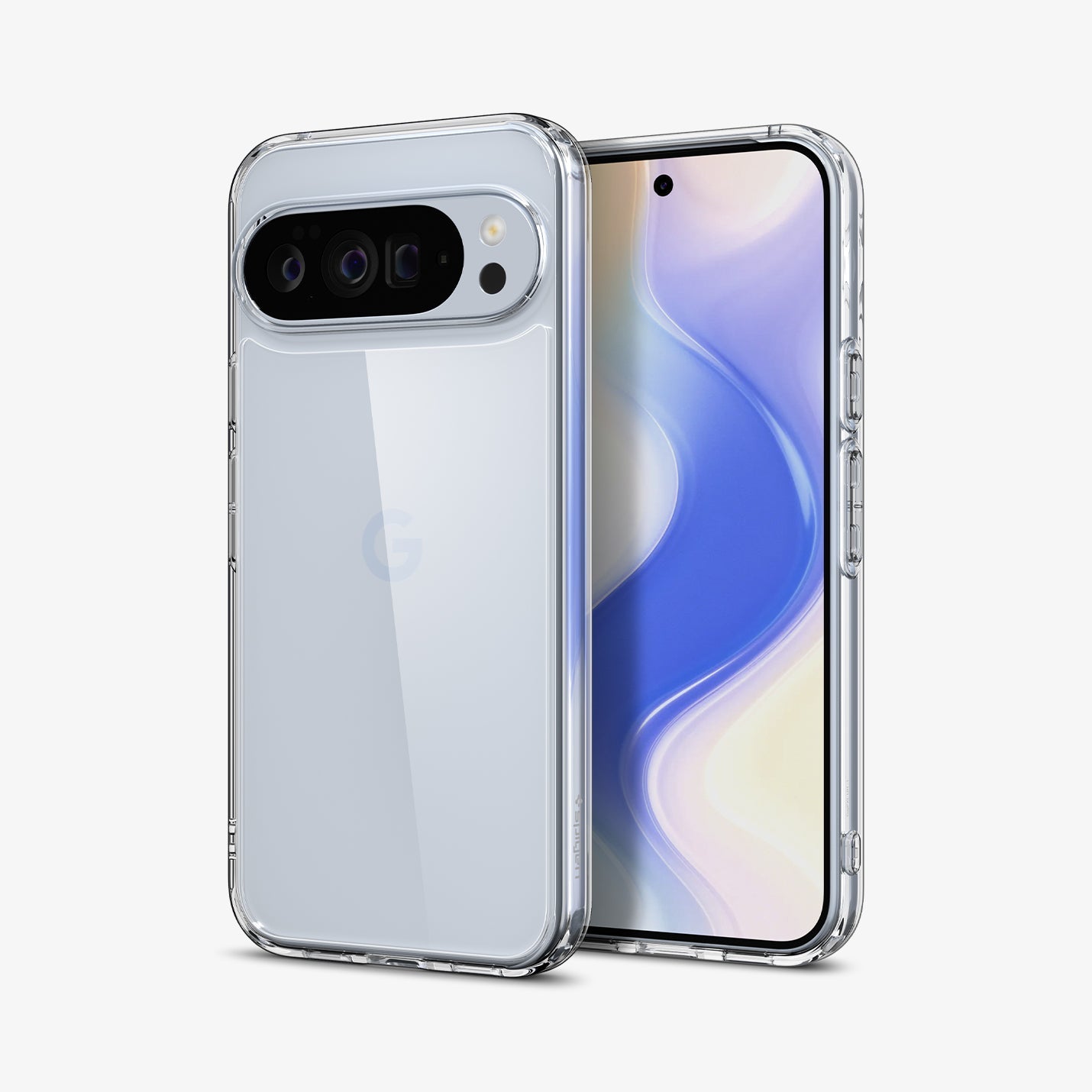 ACS09738 - GajPXL Case Ultra Hybrid in crystal clear showing the back and front