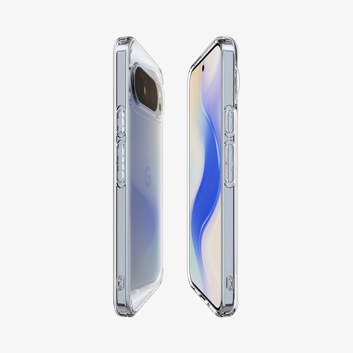 ACS09738 - GajPXL Case Ultra Hybrid in crystal clear showing the sides, partial front and back
