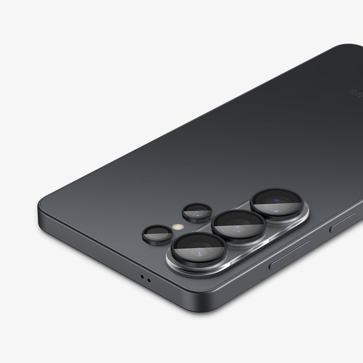 AGL11071 - Galaxy S26 Ultra Optik EZ Fit Lens Pro Protector showing the partial back, partial top and side with lens screen protector installed