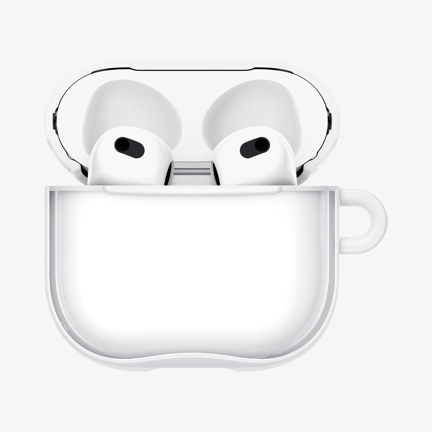 ACS08643 - AirPods 4 Pro / AirPods 4 Ultra Hybrid in Jet White showing the front, half open
