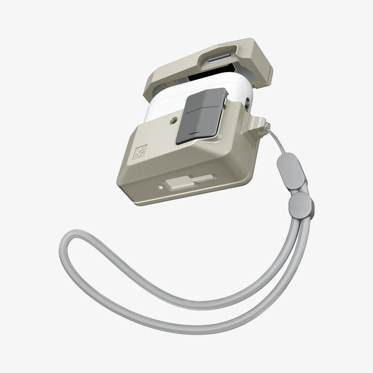 ACS10978 - AirPods Pro 3 Classic LS showing the front with top open and AirPods inside with strap