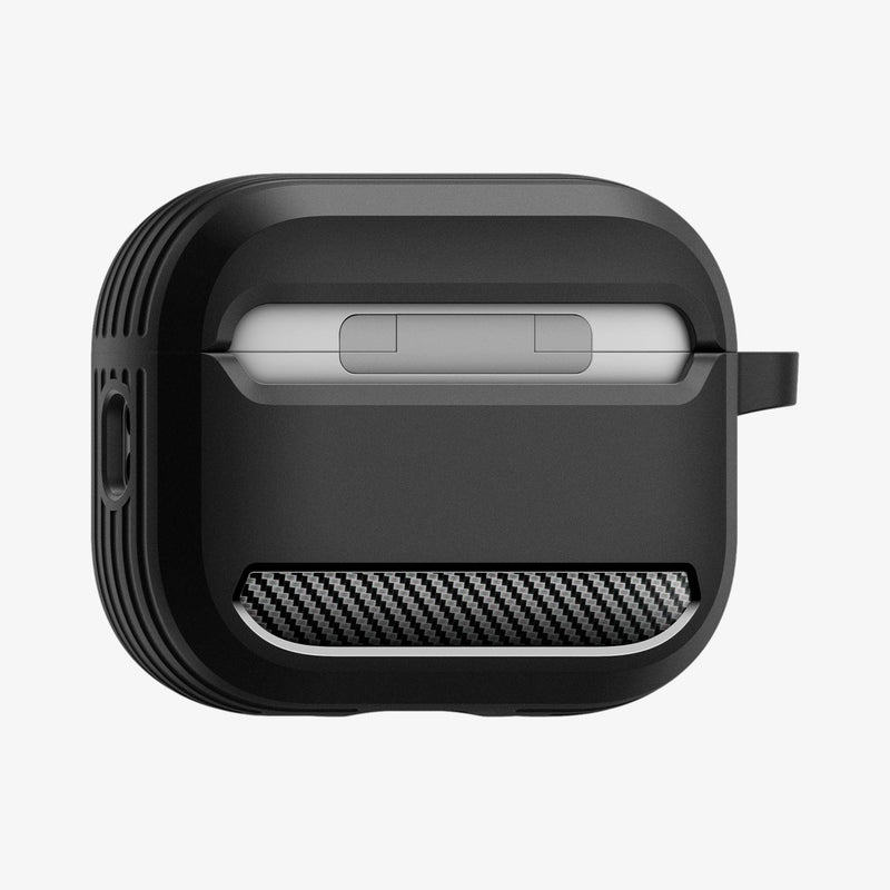 ACS09822 - AirPods Pro 3 Rugged Armor in Matte Black showing the back and partial side