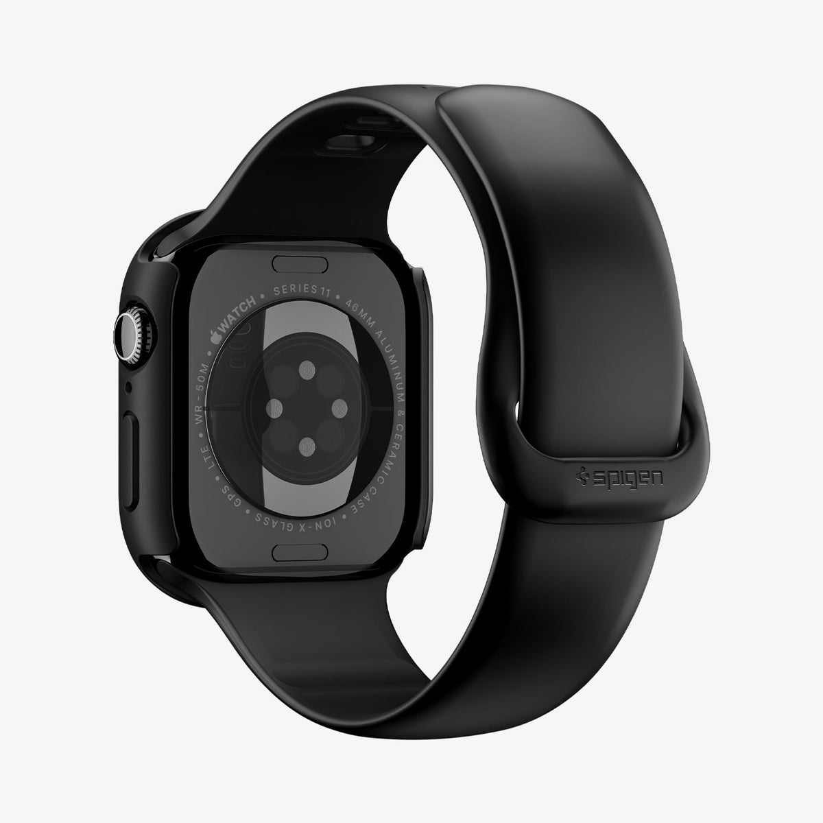 ACS11409 - Apple Watch Series - Thin Fit 360 | Waterproof Ring Apple Watch 10/11 (46mm) in Black showing side and back