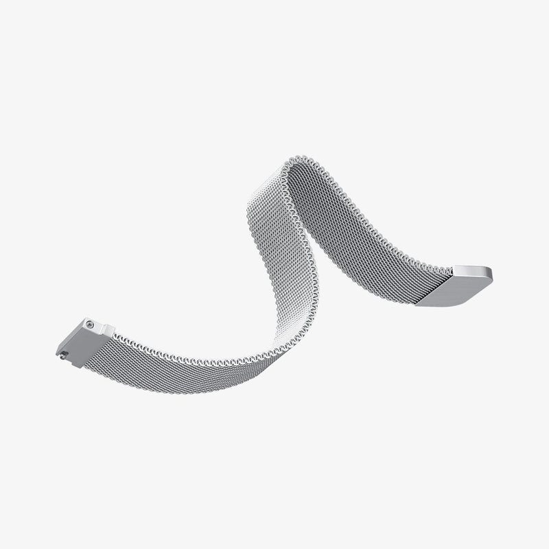ACS04584 - Apple Watch Series (Apple Watch (45mm)) Case Metal Fit Pro in silver showing the watch band bending to show the flexibility