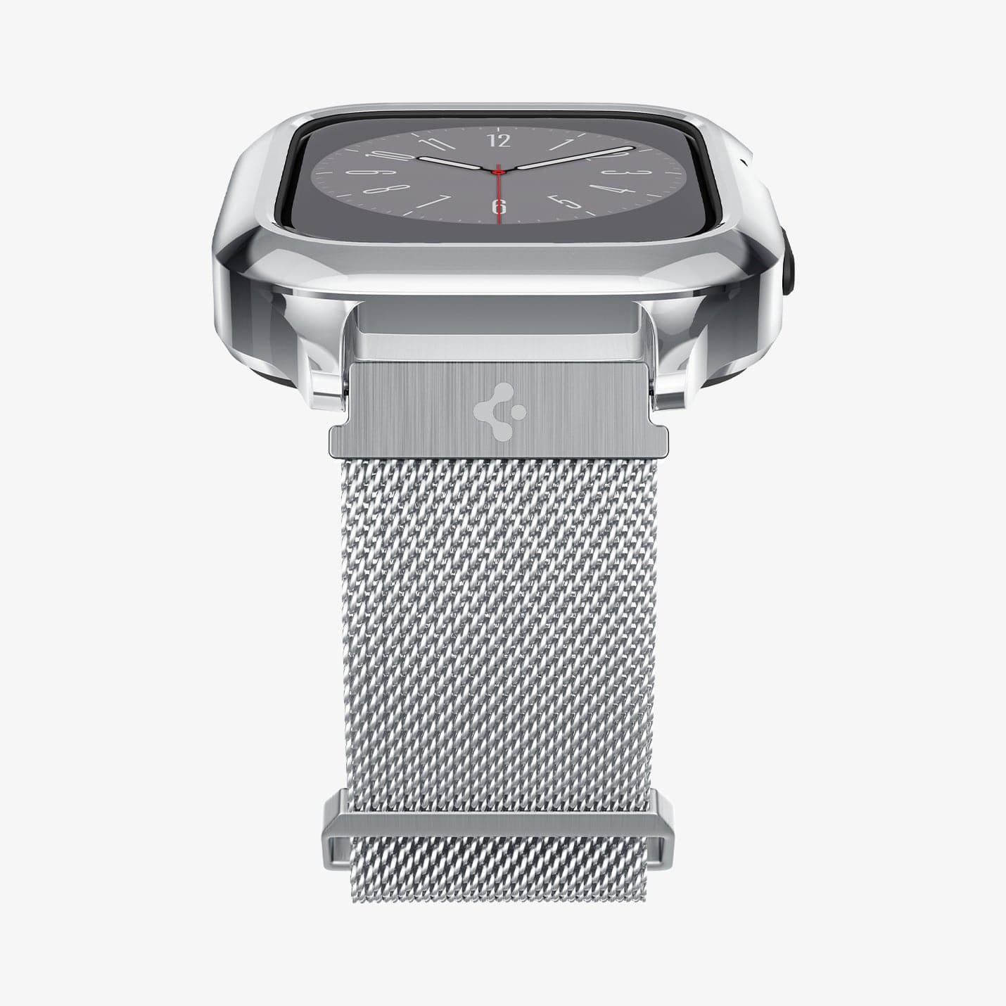 ACS04584 - Apple Watch Series (Apple Watch (45mm)) Case Metal Fit Pro in silver showing the bottom and partial front
