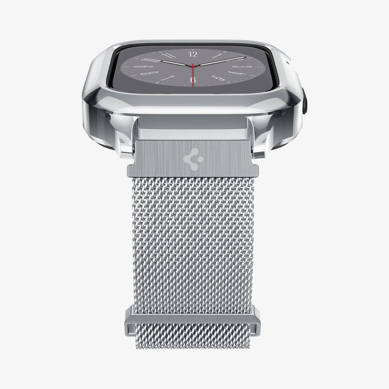 ACS04584 - Apple Watch Series (Apple Watch (45mm)) Case Metal Fit Pro in silver showing the bottom and partial front