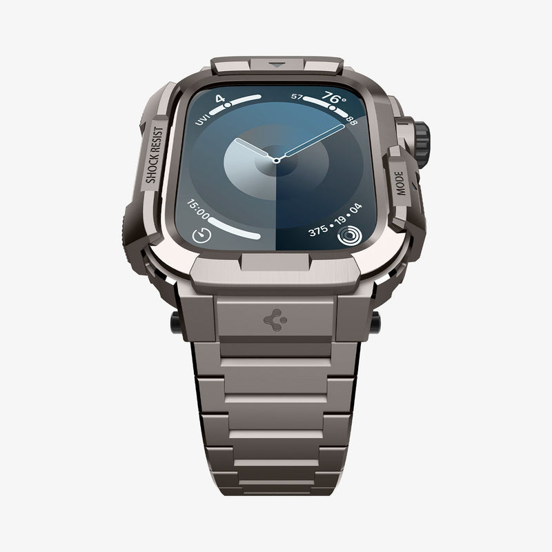 ACS07660 - Apple Watch (45mm) Case Metal Armor Pro in Gunmetal showing the front, and partial side