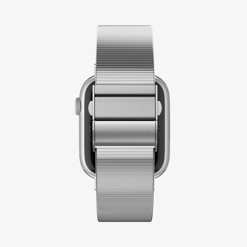 AMP07224 - Apple Watch (41mm) Sleek Link in Silver showing the partial side and bottom of a watch