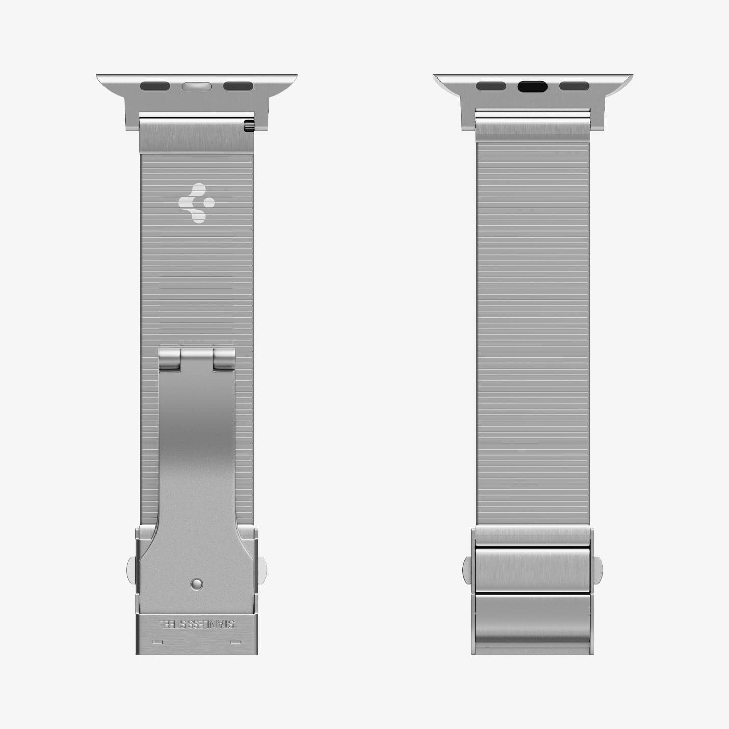 AMP07224 - Apple Watch (41mm) Sleek Link in Silver showing the front of both straps with clasp and end link