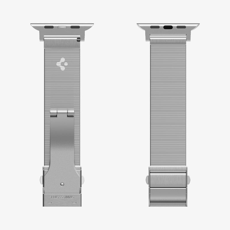AMP07224 - Apple Watch (41mm) Sleek Link in Silver showing the front of both straps with clasp and end link