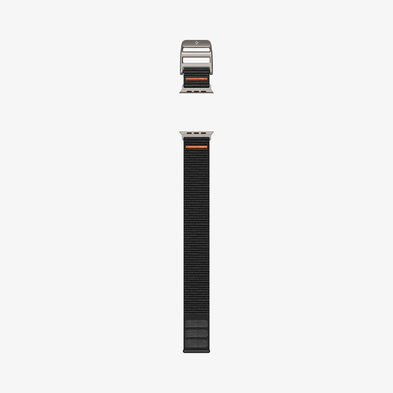 AMP05981 - Apple Watch (45mm) DuraPro Flex Ultra in Black showing the sides of the watch band lay out flat