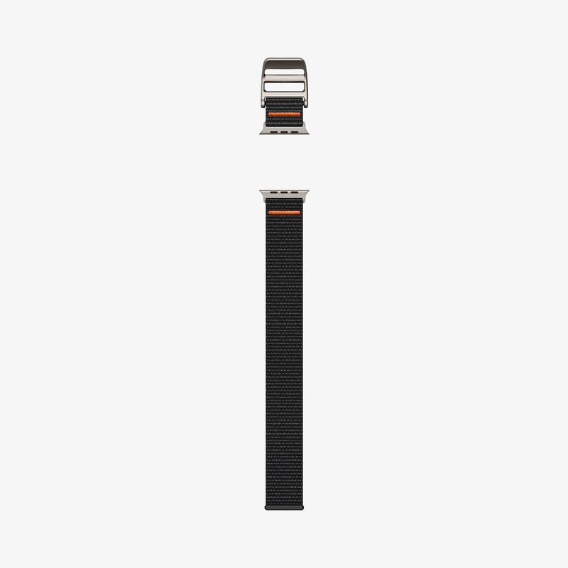 AMP05981 - Apple Watch (45mm) DuraPro Flex Ultra in Black showing the sides of the watch band lay out flat