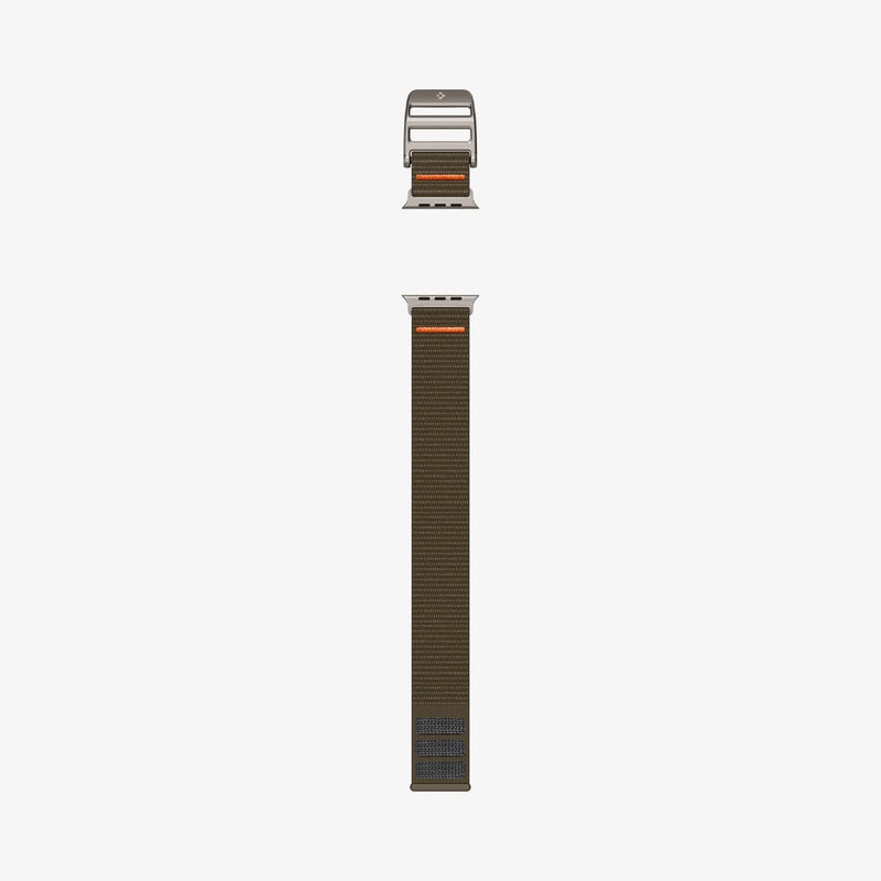 AMP05982 - Apple Watch (49mm) DuraPro Flex Ultra in Khaki showing the 2 sides of the strap lay out flat