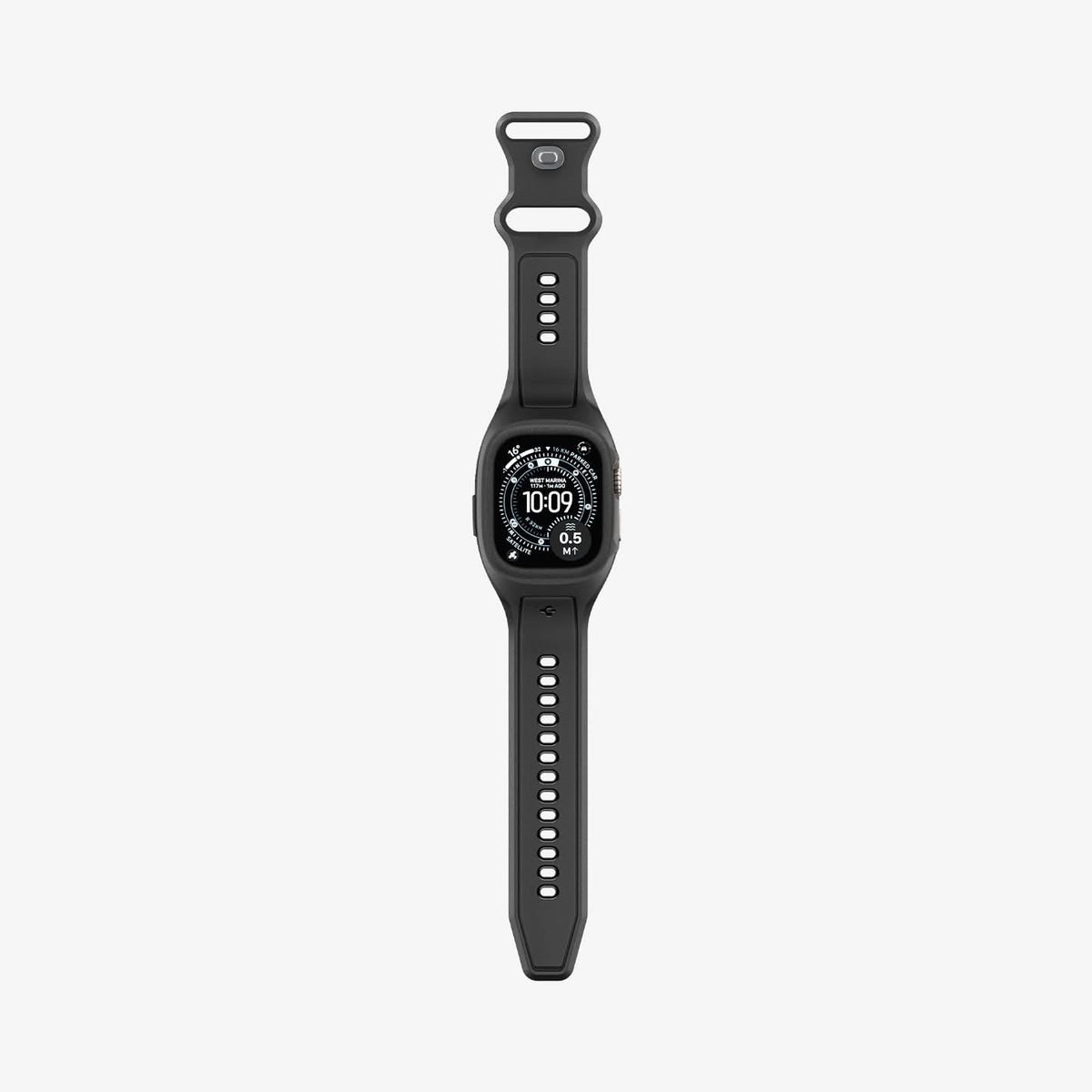 ACS05463 - Apple Watch Ultra Series (49mm) Case Liquid Air Pro in black showing the front and side laid-out flat
