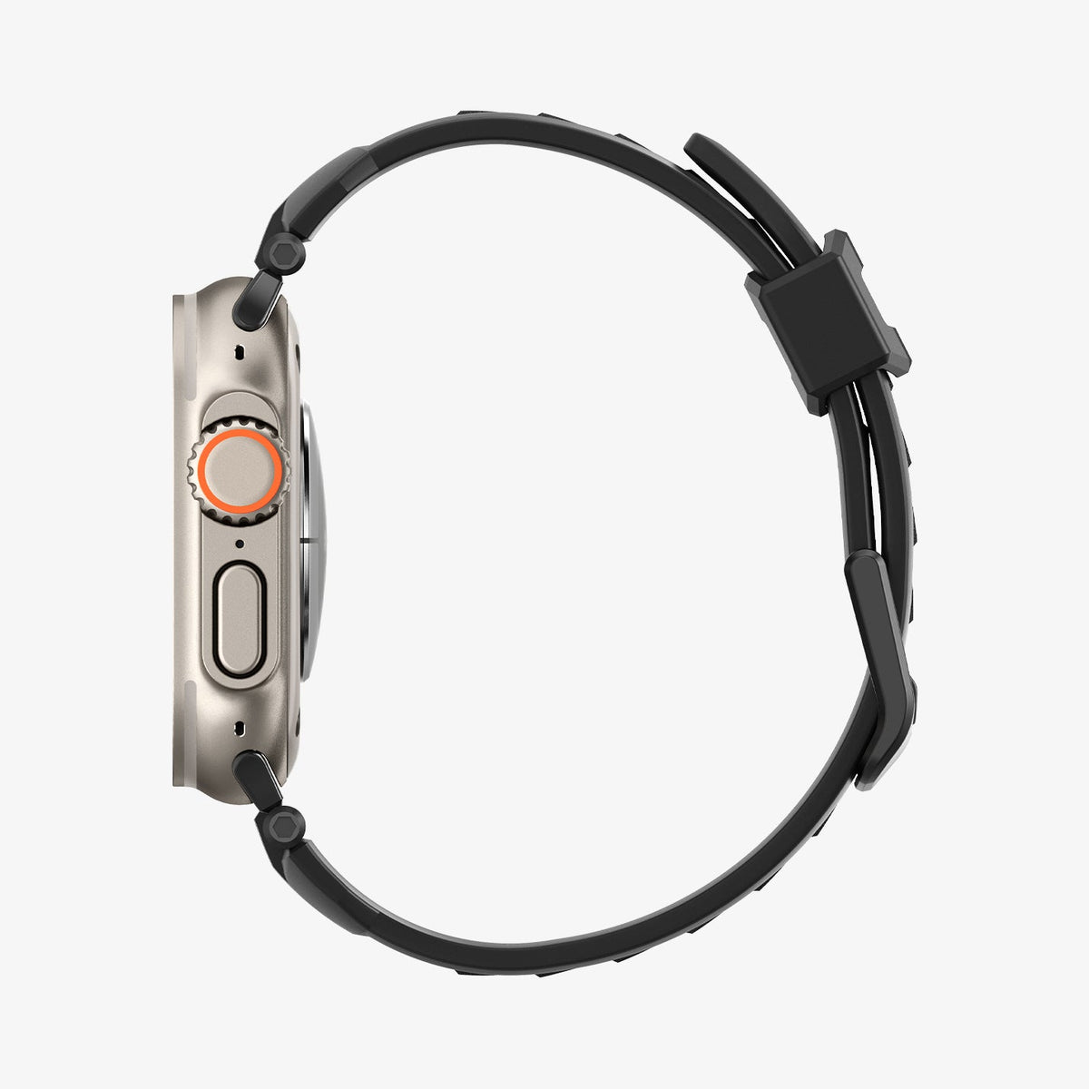 AMP02854 - Apple Watch Series Rugged Band in Matte Black showing the side