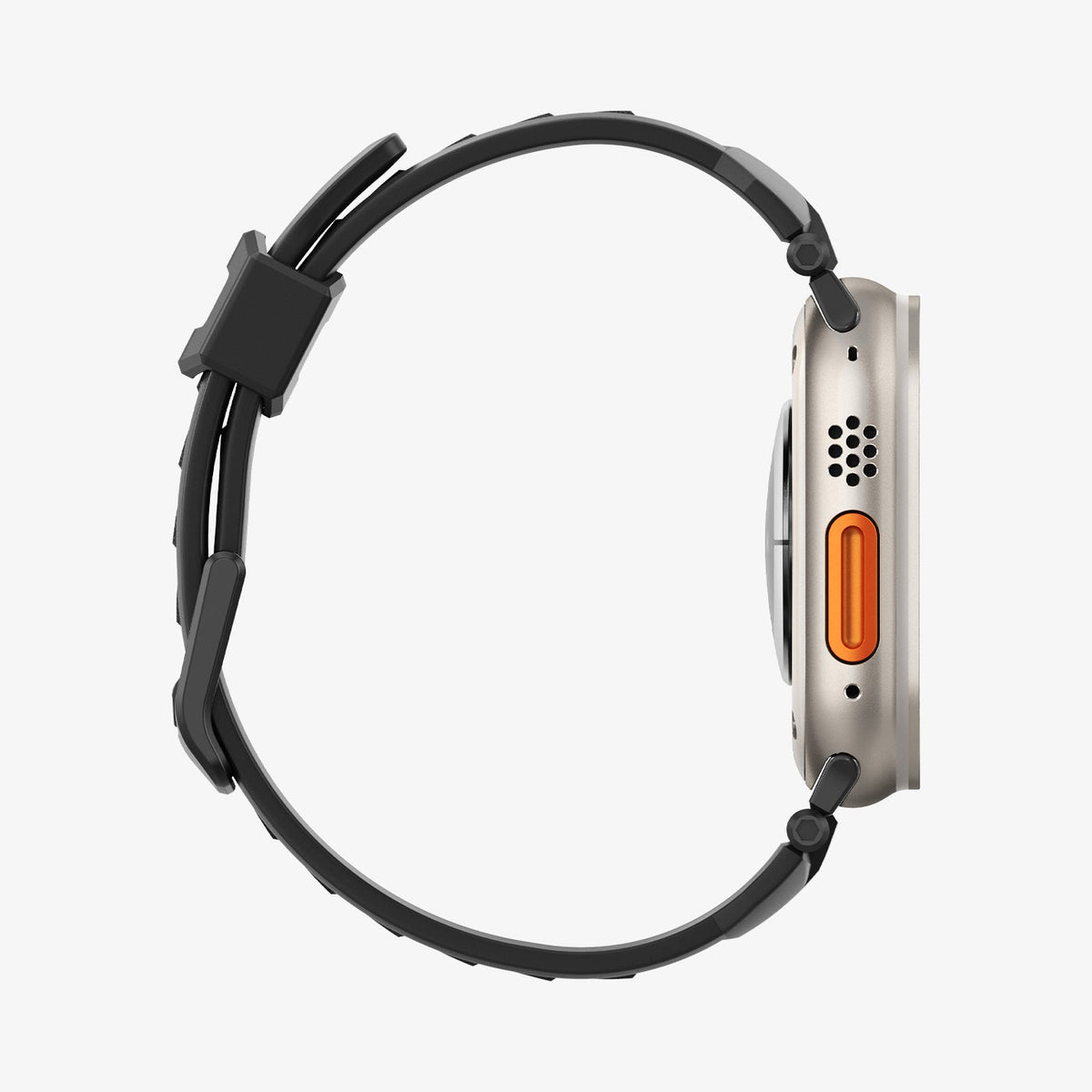 AMP02854 - Apple Watch Series Rugged Band in Matte Black showing the side