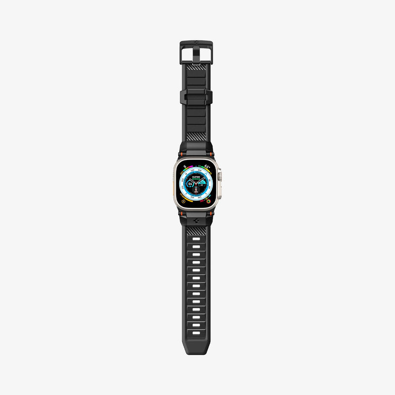 AMP07105 - Apple Watch (49mm) Rugged Ultra Band in Matte Black showing the fully laid out flat