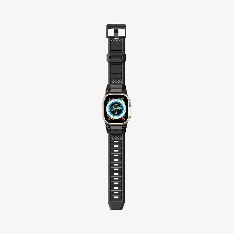 AMP07105 - Apple Watch (49mm) Rugged Ultra Band in Matte Black showing the fully laid out flat