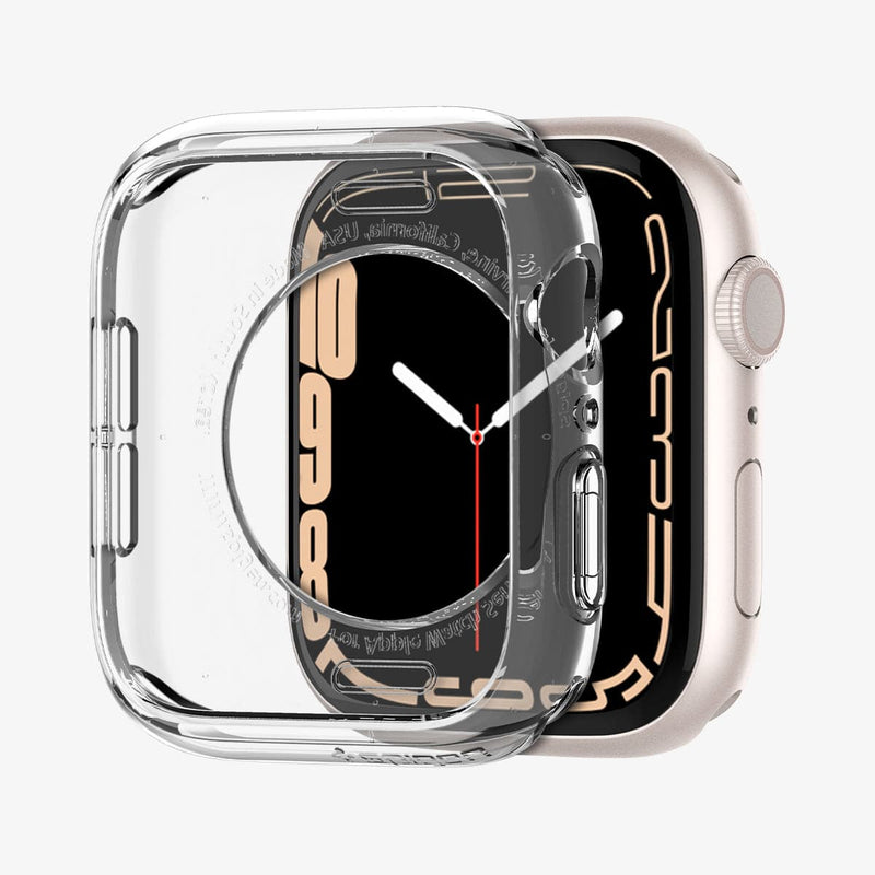 ACS04196 - Apple Watch Series (Apple Watch (45mm)) Case Liquid Crystal in crystal clear showing the case hovering in front of the watch face