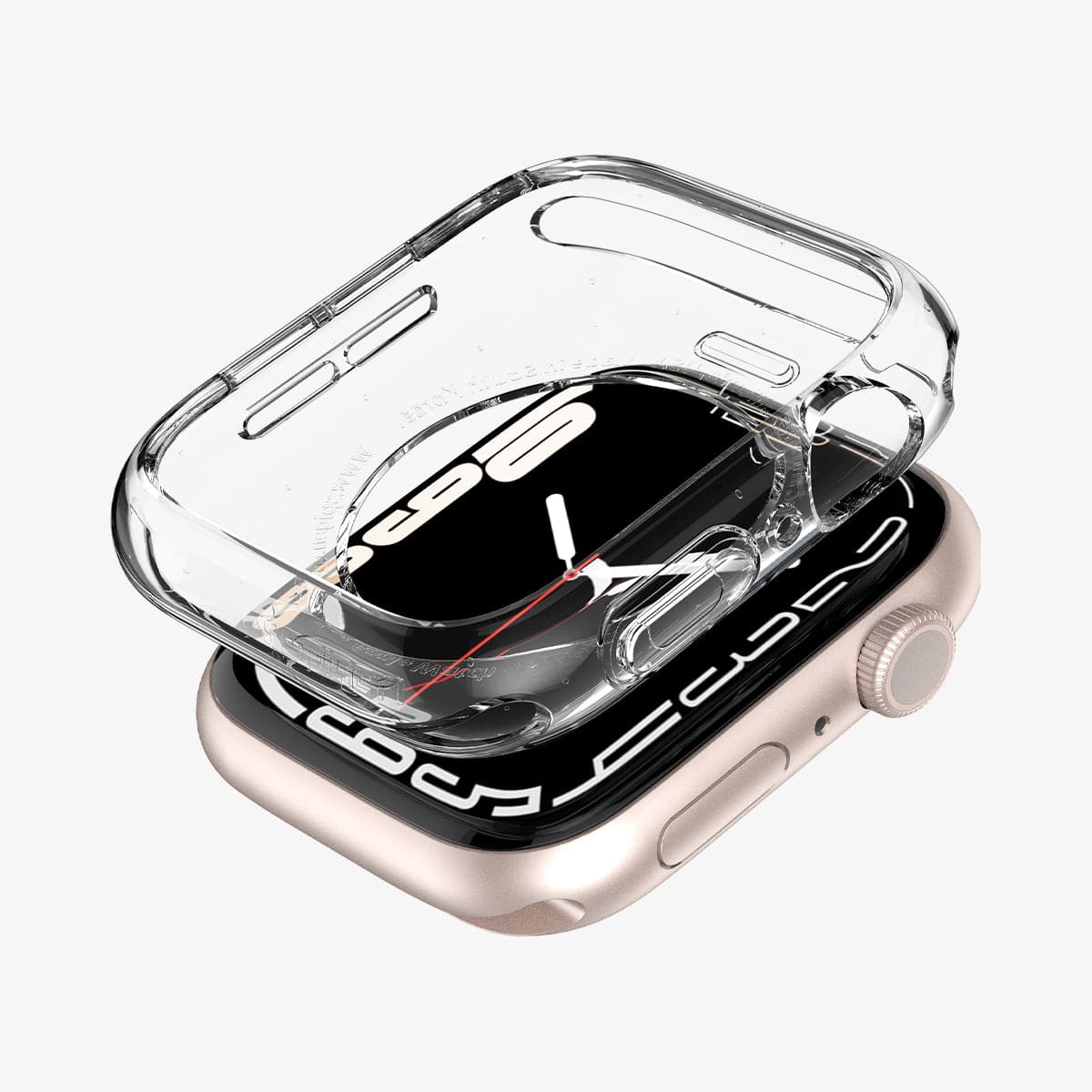 ACS04196 - Apple Watch Series (Apple Watch (45mm)) Case Liquid Crystal in crystal clear showing the case hovering above the watch face