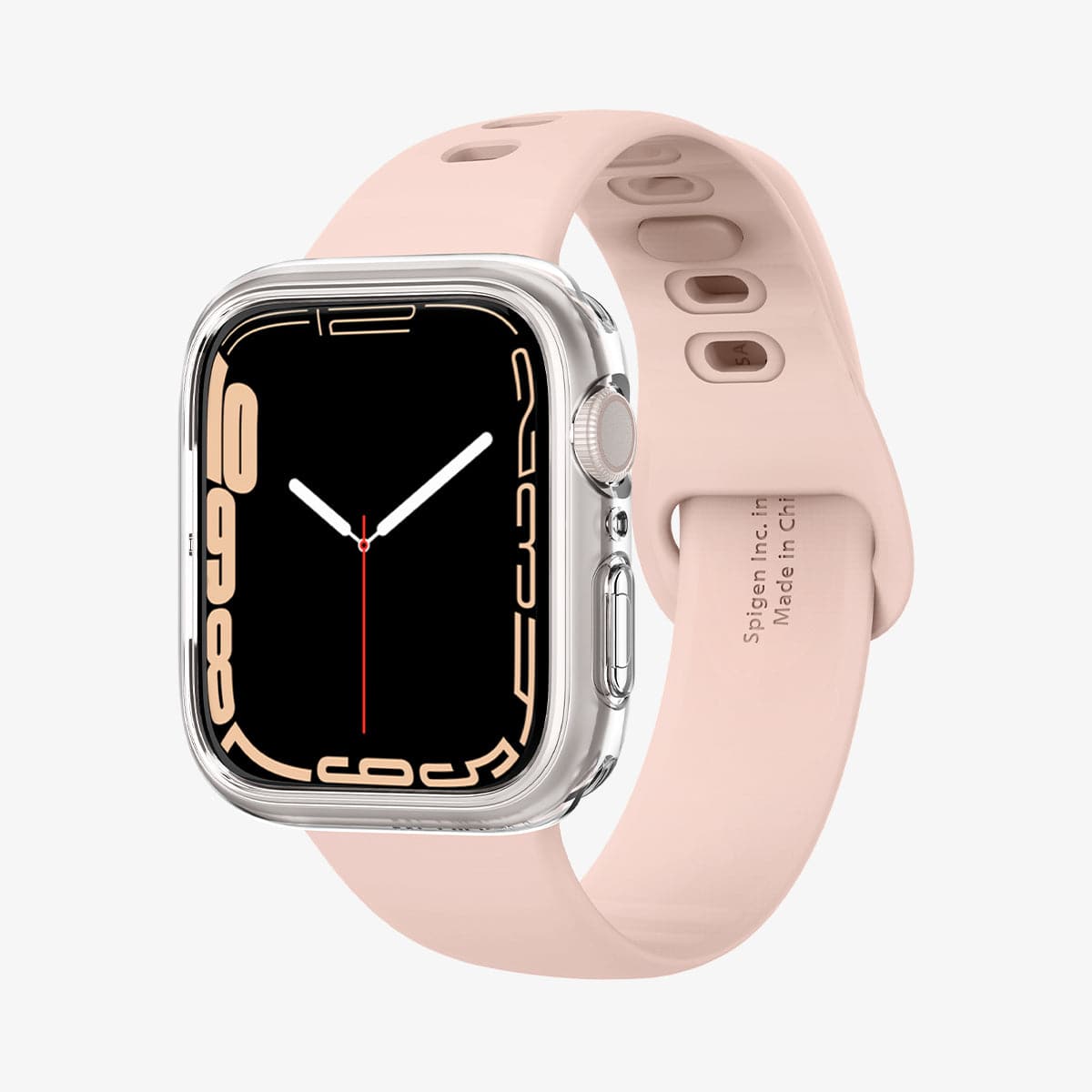 ACS04196 - Apple Watch Series (Apple Watch (45mm)) Case Liquid Crystal in crystal clear showing the front and partial inside of band