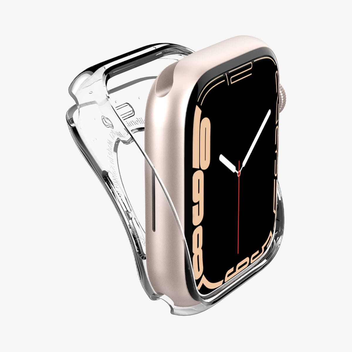 ACS04196 - Apple Watch Series (Apple Watch (45mm)) Case Liquid Crystal in crystal clear showing the case being installed onto the watch face