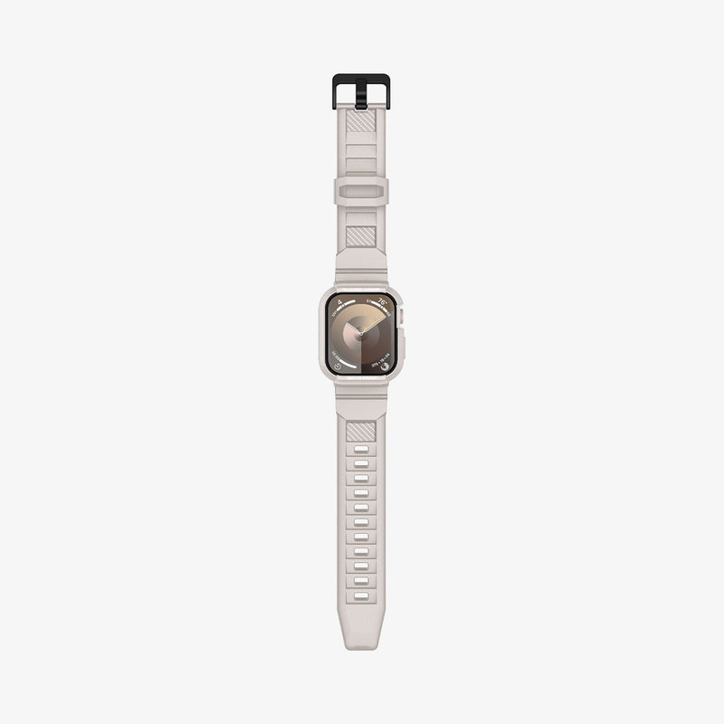ACS07386 - Apple Watch (45mm) Rugged Armor Pro in Dune Beige showing the front and sides laid-out flat