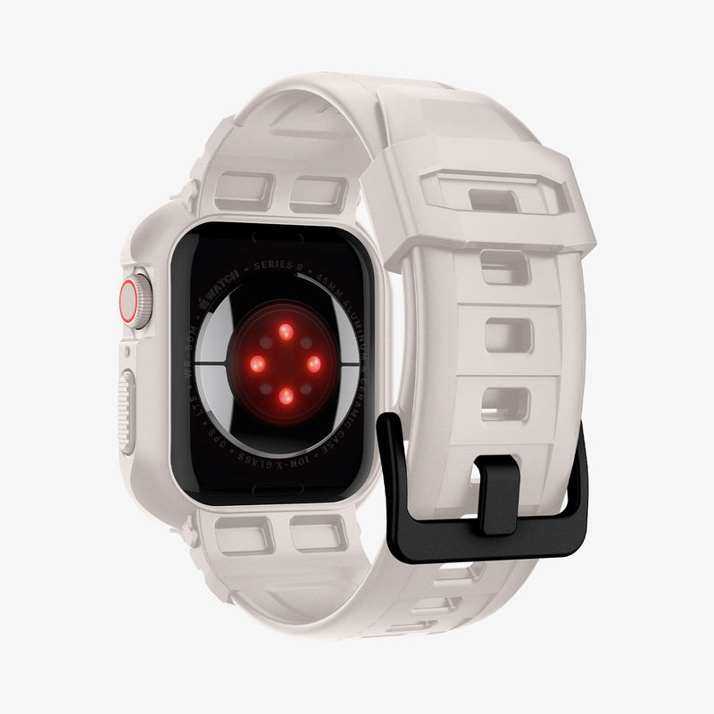 ACS07386 - Apple Watch (45mm) Rugged Armor Pro in Dune Beige showing the back, inner partial side and bottom