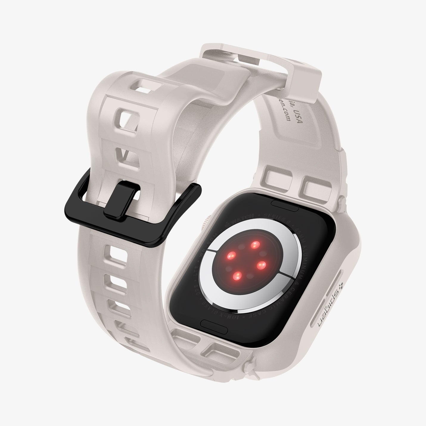 ACS07386 - Apple Watch (45mm) Rugged Armor Pro in Dune Beige showing the back, inner partial side and bottom