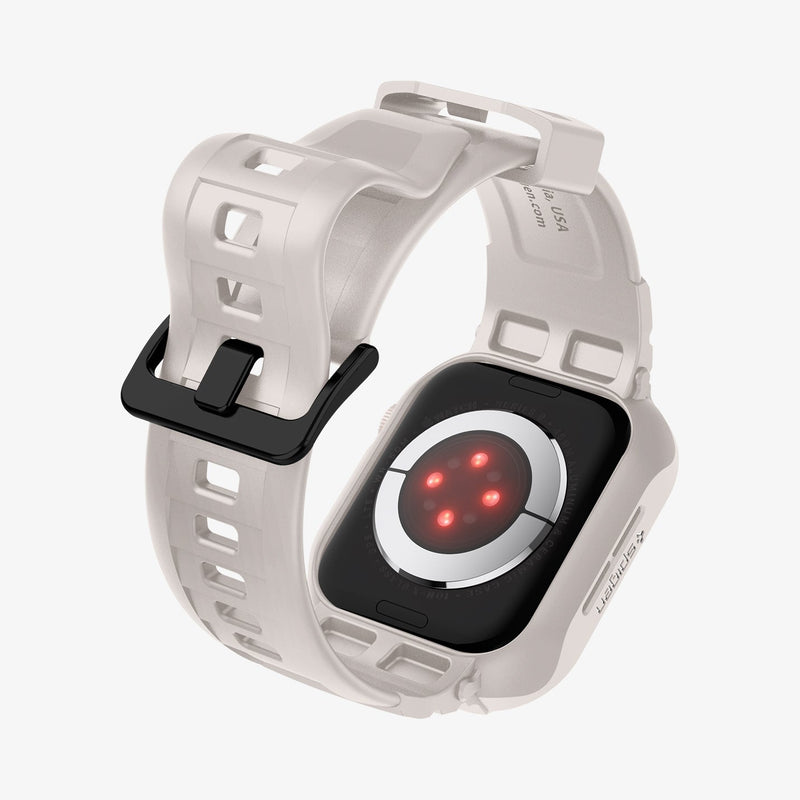 ACS07386 - Apple Watch (45mm) Rugged Armor Pro in Dune Beige showing the back, inner partial side and bottom