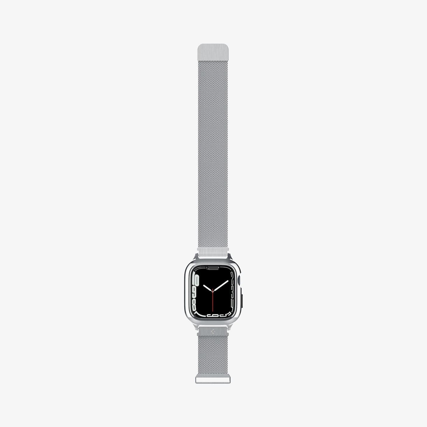 ACS04586 - Apple Watch (40mm) Metal Fit Pro in Silver showing the front with watch band laid out flat