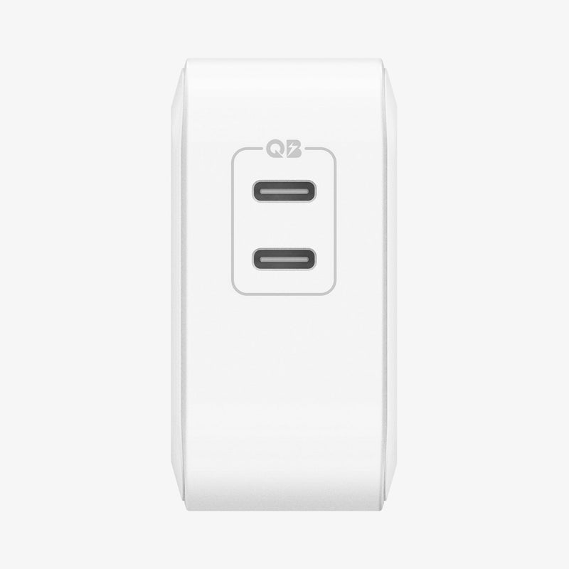 ACH02081 - ArcStation™ Pro GaN 70W Dual Port Wall Charger PE2007 in White showing the top of a charger with 2 usb c-type ports