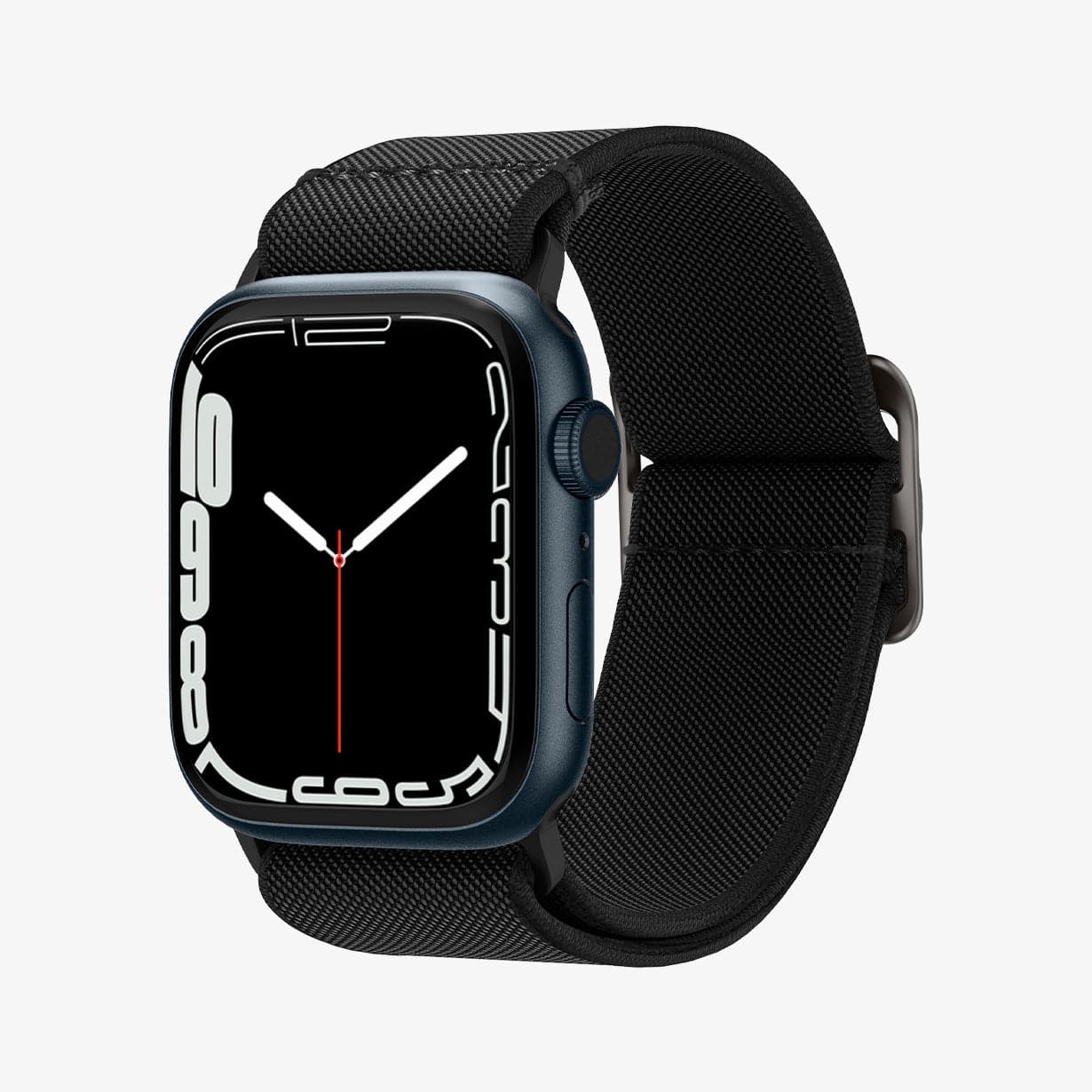 AMP02286 - Apple Watch Series (Apple Watch (49mm)/Apple Watch (45mm)/Apple Watch (42mm)) Watch Band Lite Fit in black showing the front and partial inside of band