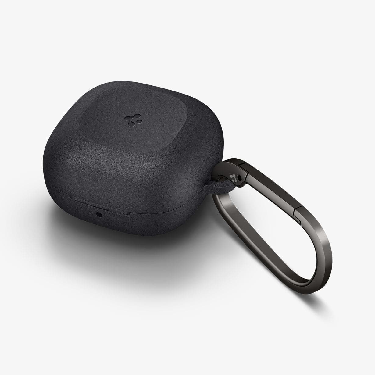 ACS03166 - Galaxy Buds 2 Pro / 2 / Pro / Live Case GeoFit in graphite gray showing the top, front and carabiner